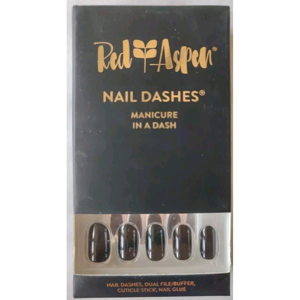 Red Aspen Nail Dashes- Little Black Dress NEW black nails Pop on Manicure